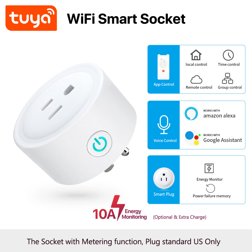 Enchufe tomacorriente Inteligente Wifi 10a Tuya-Bsd01 Compatible con Google  y Alexa +App Android IOS - Promart