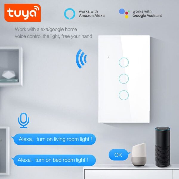 Interruptor de pared triple botón WiFi Tuya Smart - Imagen 5